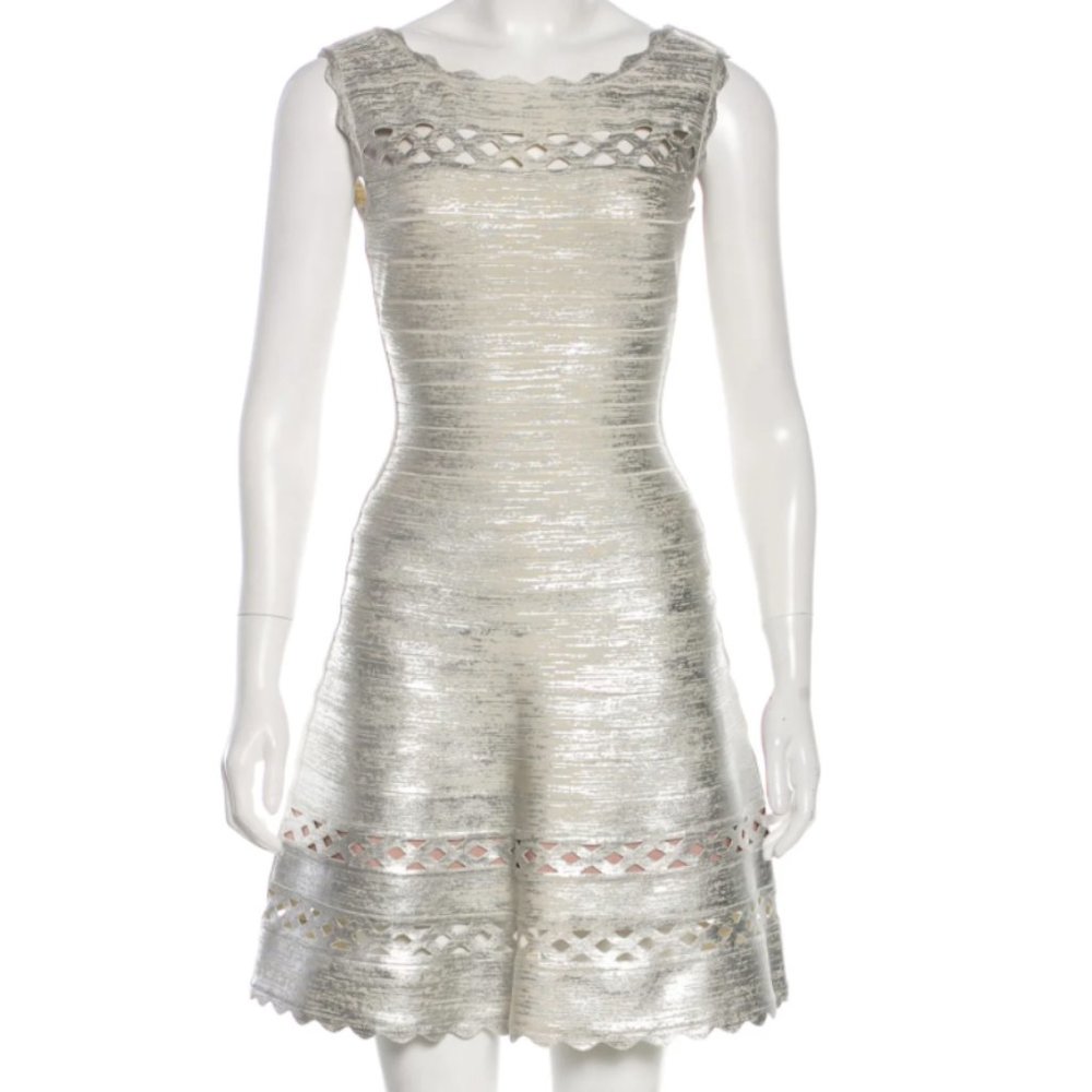 Herve Lever silver cut out dress